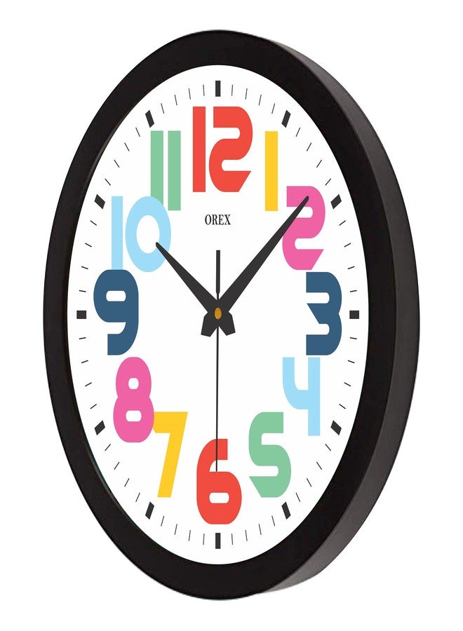 OREX Stylish Black Wall Clock - Colorful Design for Living Room, Bedroom, Kitchen, Office, Kids Room, and Shop Decor - Image 2